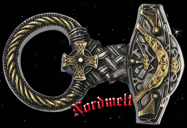 Gürtelschnalle "Thorhammer" vergoldet