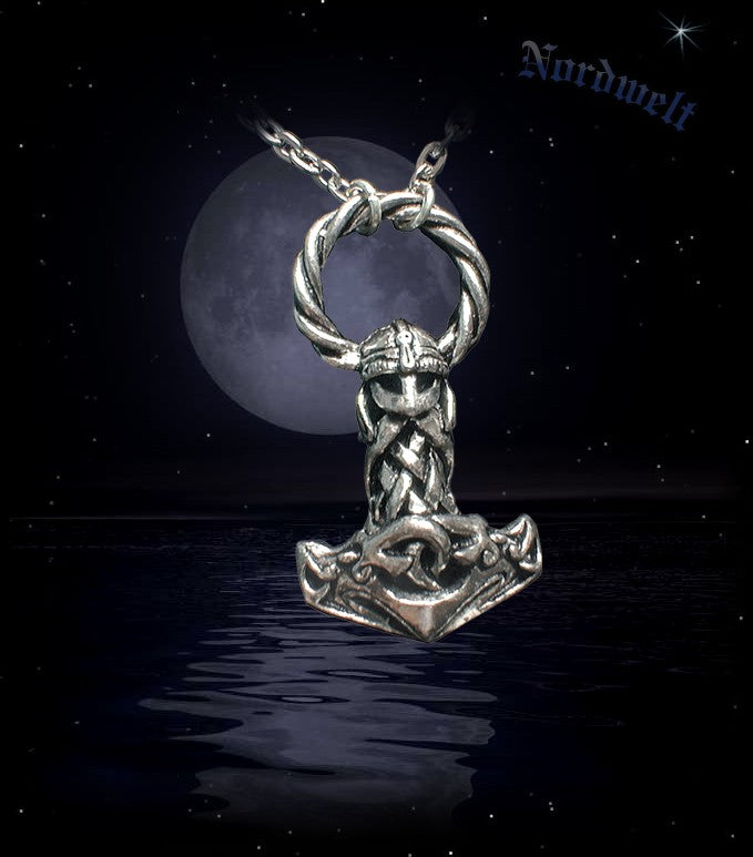 Mjölnir aus Zinn mit Kette Thorhammer Schmuck Thors-Hammer Zermalmer