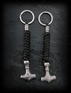Schlüsselanhänger mit Edelstahl Thorhammer, Thors-Hammer mit  Paracordband