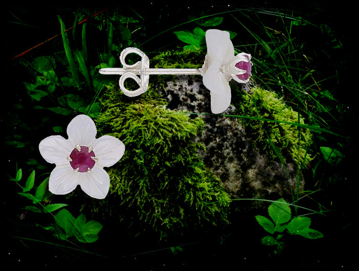 Ohrstecker Perlmutt Perlmutt Mandelblüte 925er Silber Ohrschmuck Kirschblüte 