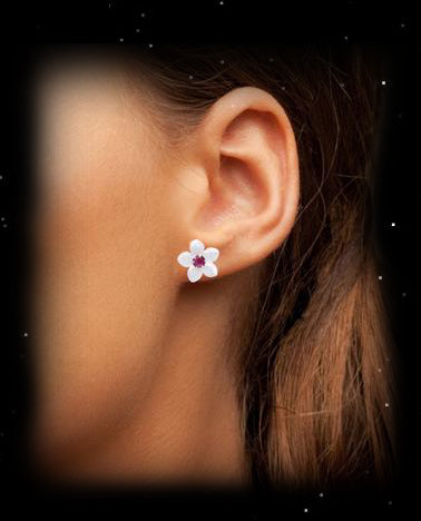 Ohrstecker Perlmutt Perlmutt Kirschblüte Mandelblüte 925er Silber Ohrschmuck