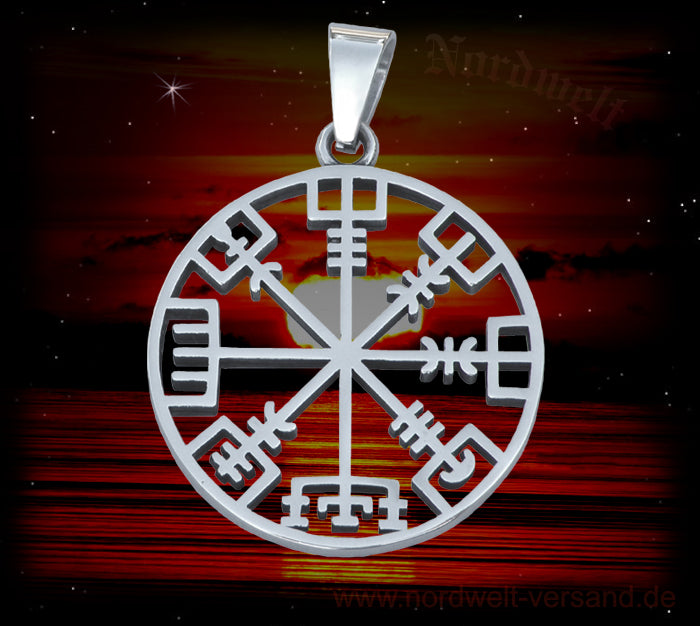Vegvísir Wegweiser Anhänger Wikinger Kompass Edelstahl 