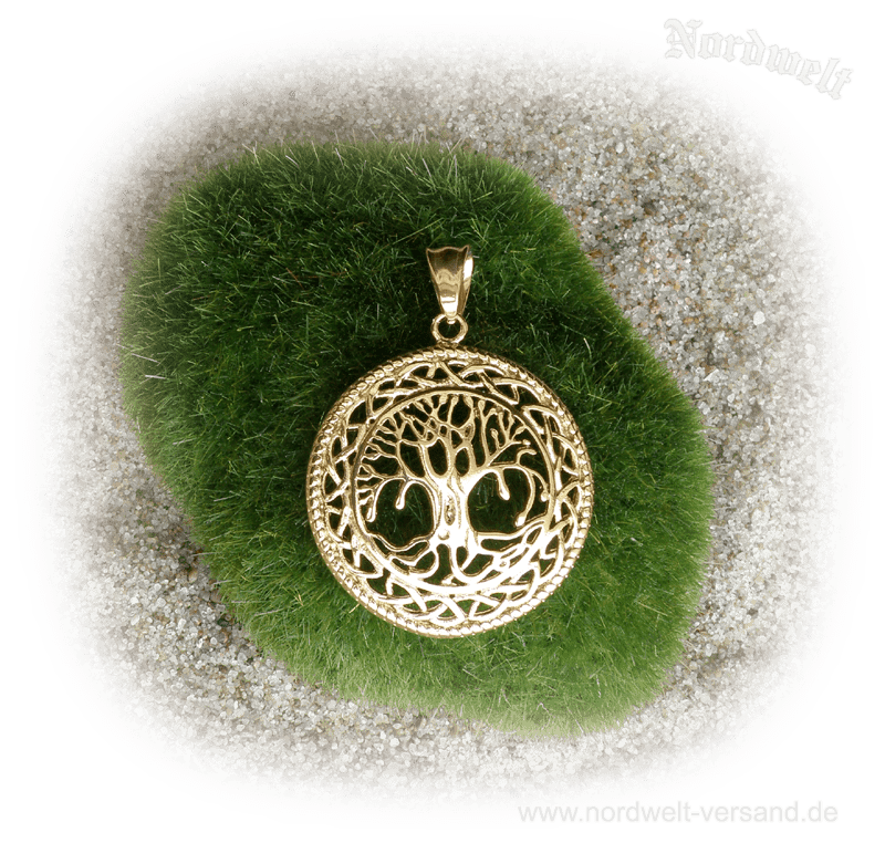 Weltenbaum vergoldet Yggdrasil Lebensbaum Edelsstahl Schmuck
