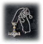 Thorhammer vergoldet, Thors-Hammer mit Kette Edelstahl Mammen- Stil