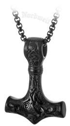 Schwarzer Thorhammer aus Edelstahl mit Kette, geschwärzt Thors-Hammer