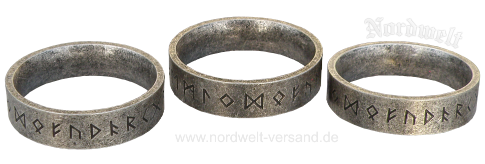 Runenring 24er Futhark Edelstahl, gebürstet