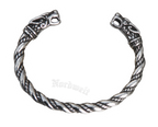 Armreifen mit Wolfsköpfen Wikinger Armschmuck Armband Edelstahl