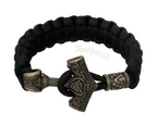Armband mit Thors-Hammer, Wodansknoten, Runen, Tyr Man-Rune Edelstahl Thorhammer