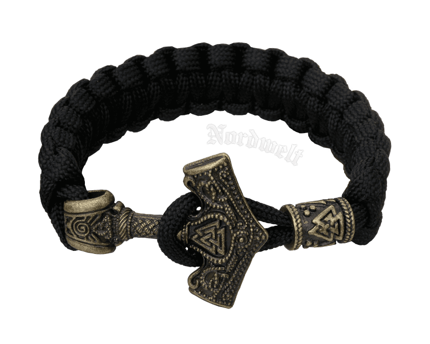 Armband mit Thors-Hammer, Wodansknoten, Runen, Tyr Man-Rune Edelstahl Thorhammer