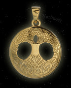 Yggdrasil Anhänger Lebensbaum vergoldet Edelstahl Schmuck Weltenbaum 