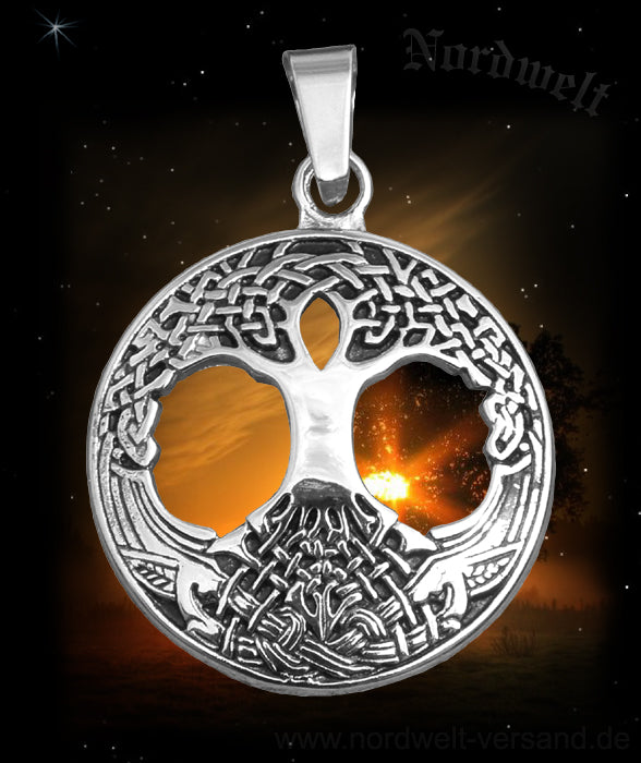 Lebensbaum Anhänger Baum des Lebens Schmuck aus Edelstahl Yggdrasil Weltenesche