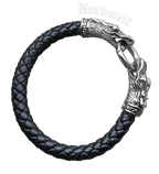 Lederarmband mit  Drachenköpfen Edelstahl / Leder 