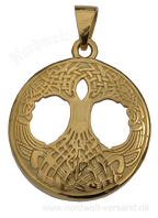 Weltenbaum Anhänger vergoldet Yggdrasil Lebensbaum Edelsstahl Schmuck