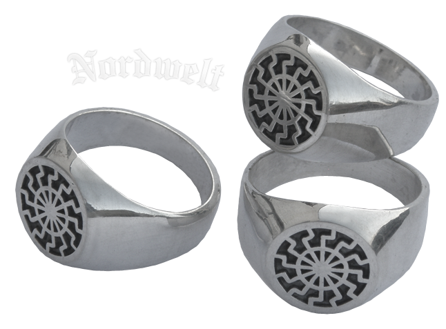 Ring Schwarze Sonne Ilu- Sonne Siegelring  925er Silber, Sonnenrad