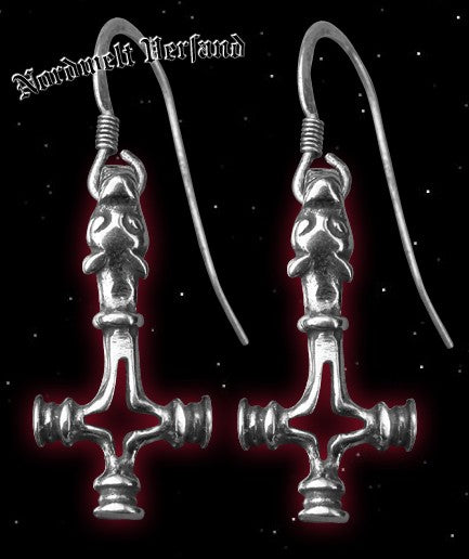 Wolfskreuz Thorhammer Ohranhänger Thors-Hammer Ohrhaken 925er silber