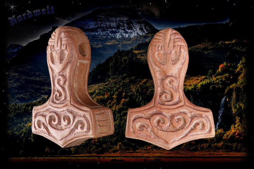 Thorhammer aus Holz Schmuck Anhänger Mjölnir Thors-Hammer 