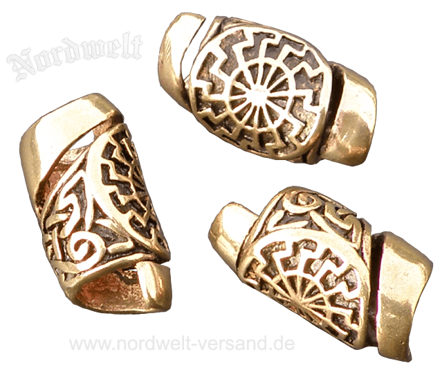 Bartperle Schwarze Sonne, Sonnenrad Bartschmuck Haarschmuck aus Bronze