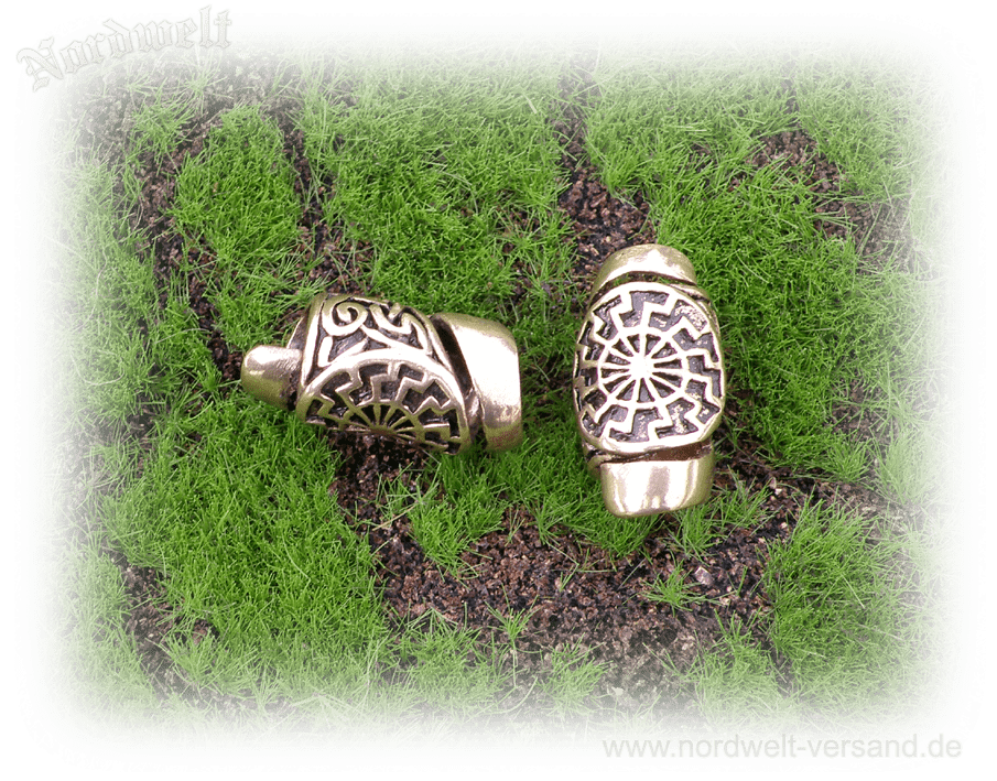 Sonnenrad Bartperle, Bartschmuck Schwarze Sonne, Haarschmuck Bronze