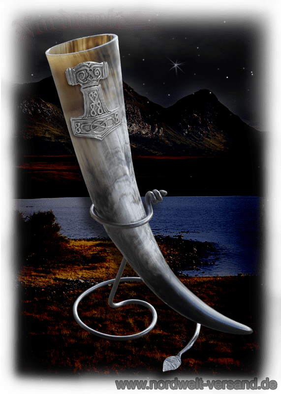 Trinkhorn mit Thorhammer Methorn Thors- Hammer aus Zinn Mjölnir Trinkhörner kaufen