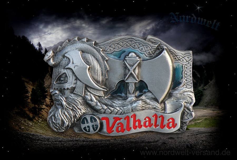 Valhalla Gürtelschnalle Walhalla Buckles Odins Halle in der sich die Einherjer Krieger sammeln Totenhalle Trinkhalle