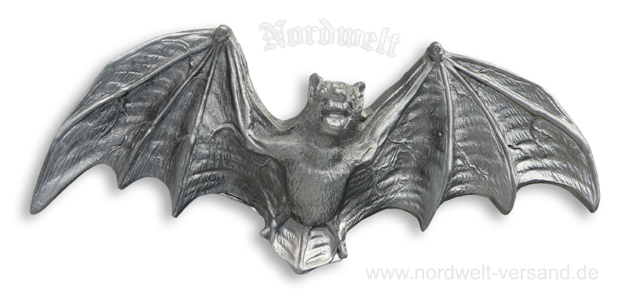 Gürtelschnalle mit Feldermaus, Hels Botschafter Unterwelt, Schattentier Krafttier, Zinn Gürtelschließe
