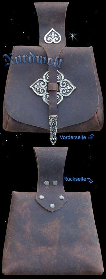 Birka Wikinger Tasche mit Beschläge Mittelalter Gürteltasche Wikingertasche