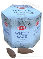 Rückfluss- Räucherkegel weißer Salbei HEM Räucherkerzen / Räucherhüte White Sage