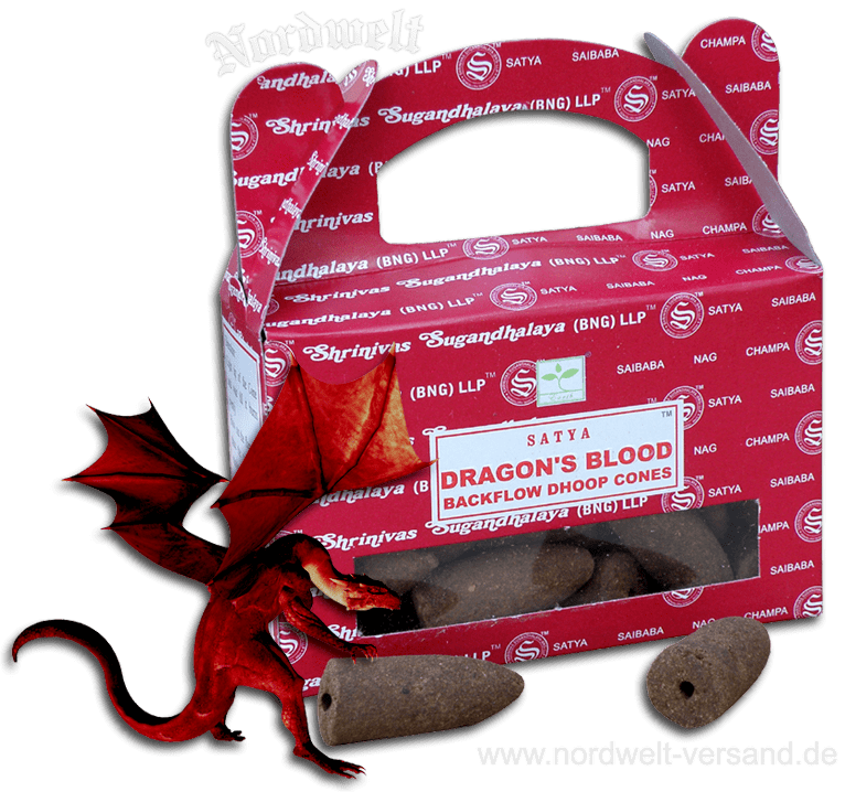 Drachenblut Rückfluss- Räucherkegel Dragons Blood Räucherhütchen Satya
