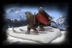 Wikinger auf Ski Figur Statue aus Polyresin Nordmänner im Schnee