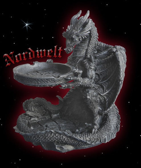 Aschenbecher Drache hält Ascher Polyresin Zigartettenablablage oder als zweckentfremdeter Kerzenhalter