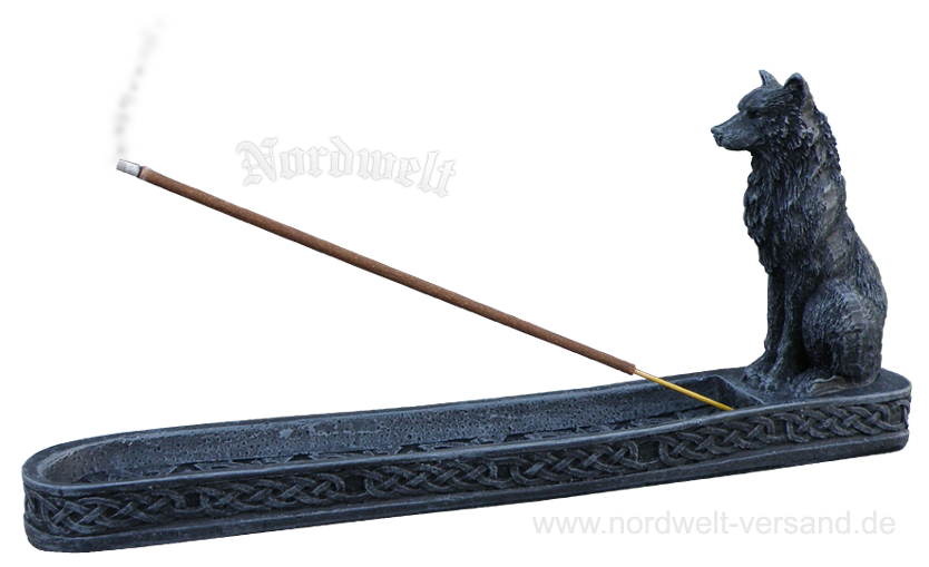Räucherstäbchenhalter mit schwarzen Wolf
