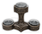 Thorhammer Teelichhalter mit Thors-Hammer Kerzenhalter Polyresin