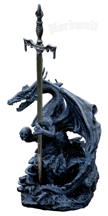 Brieföffner Drache mit Schwert Polyresin Mythen und Legenden Geschenkidee