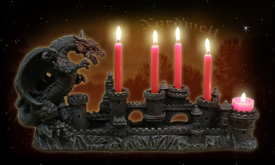 Drache Drachenburg Kerzenhalter Teelichhalter Drachen 