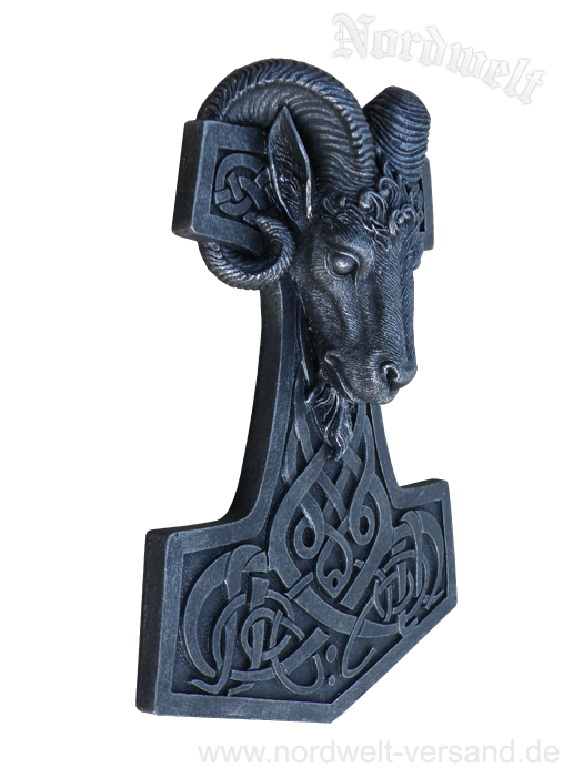 Thorhammer Relief Bild Wanddekoration mit Thors-Hammer und Widderkopf