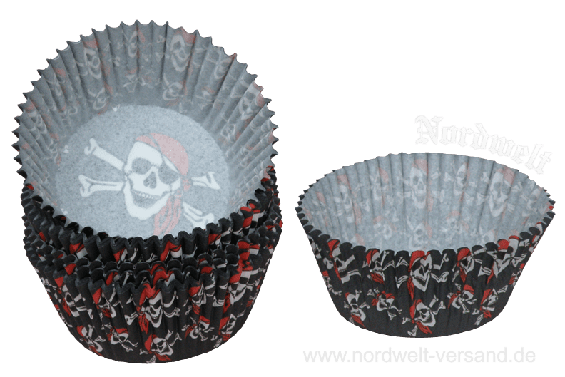 Piraten Backförmchen für Muffin - Muffinform Papier Backform Piratenkopf