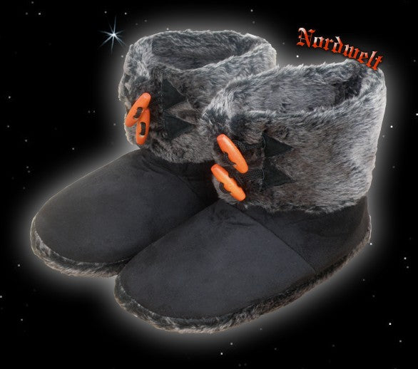 Fell- Hüttenschuhe  Hausschuhe Kunstfell warme Winter Schuhe Puschen Webpelz Fellhausschuhe