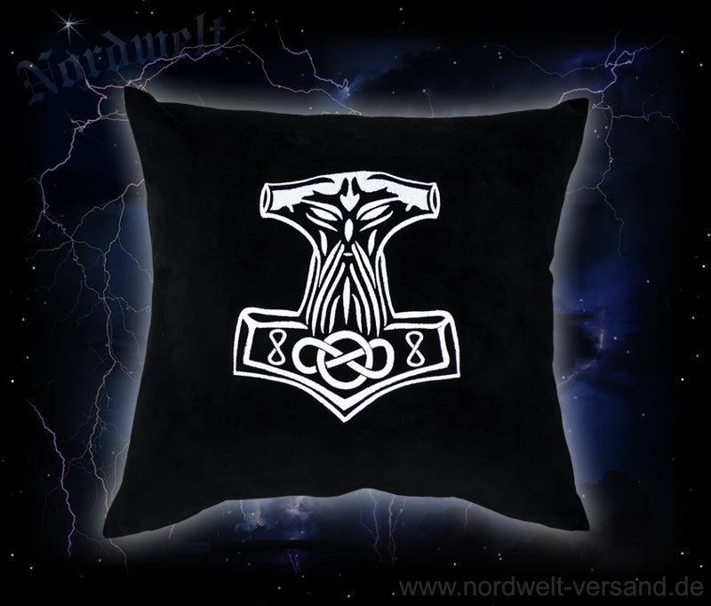 Thorshammer Nicky Kissen aufgesticktem Mjölnir  Thorhammer Kissenbezug