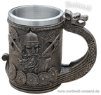 Krug Trinkbecher mit Wikinger Ornamente Wikingerschiff