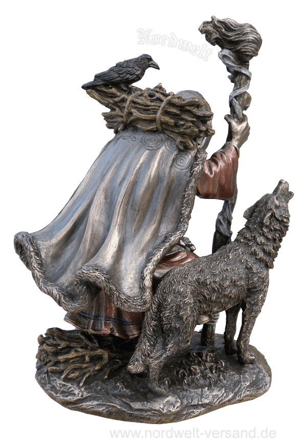 Sturmhexe Winterhexe Göttin Cilleach, Figur bronziert,