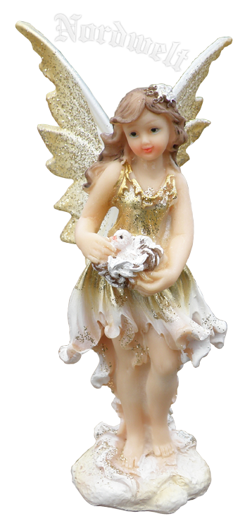 Elfe Goldmarie Figur mit Vogelnest Naturgeister