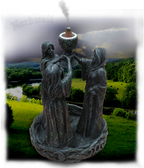 Räucherkegelhalter Die drei Nornen im magischen Kreis, Kunststein Polyresin