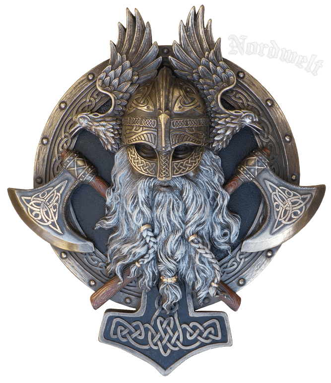 Odin Relief Bild bronzierter Kopf Wodan Göttervater Wotan Wikinger 