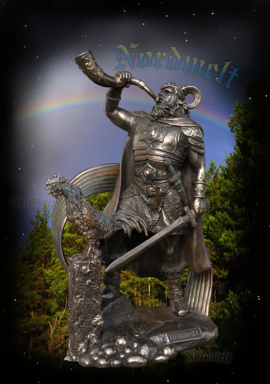 Figur Heimdall Wächter von Asgard Figur Statue bronziert
