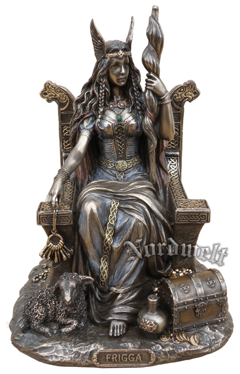 Frigga Figur bronziert Göttermutter Skulptur Statue Odins Frau Frigg All-Mutter