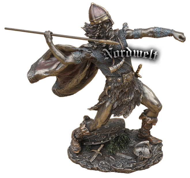 Speerwerfer Wikinger Germane Nordmann Figur Statue Skulptur bronziert Krieger mit Speer