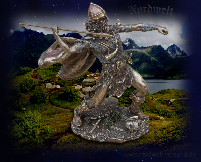 Wikinger Speerwerfer Nordmann Figur Statue Skulptur Krieger Speer