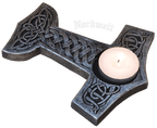 Thors-Hammer Teelichthalter Mjölnir Kerzenhalter Thorhammer aus Polyresin