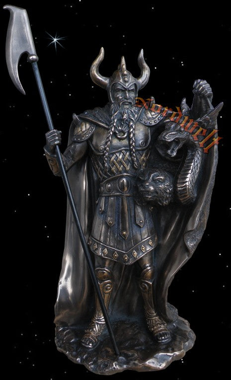 Loki mit Jörmungandr, bronzefarbend