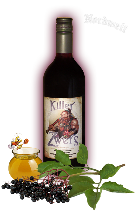 Killerzwerg Honigwein +  Holunderwein Met, Wein Mischgetränk aus Holunderbeeren und Honig